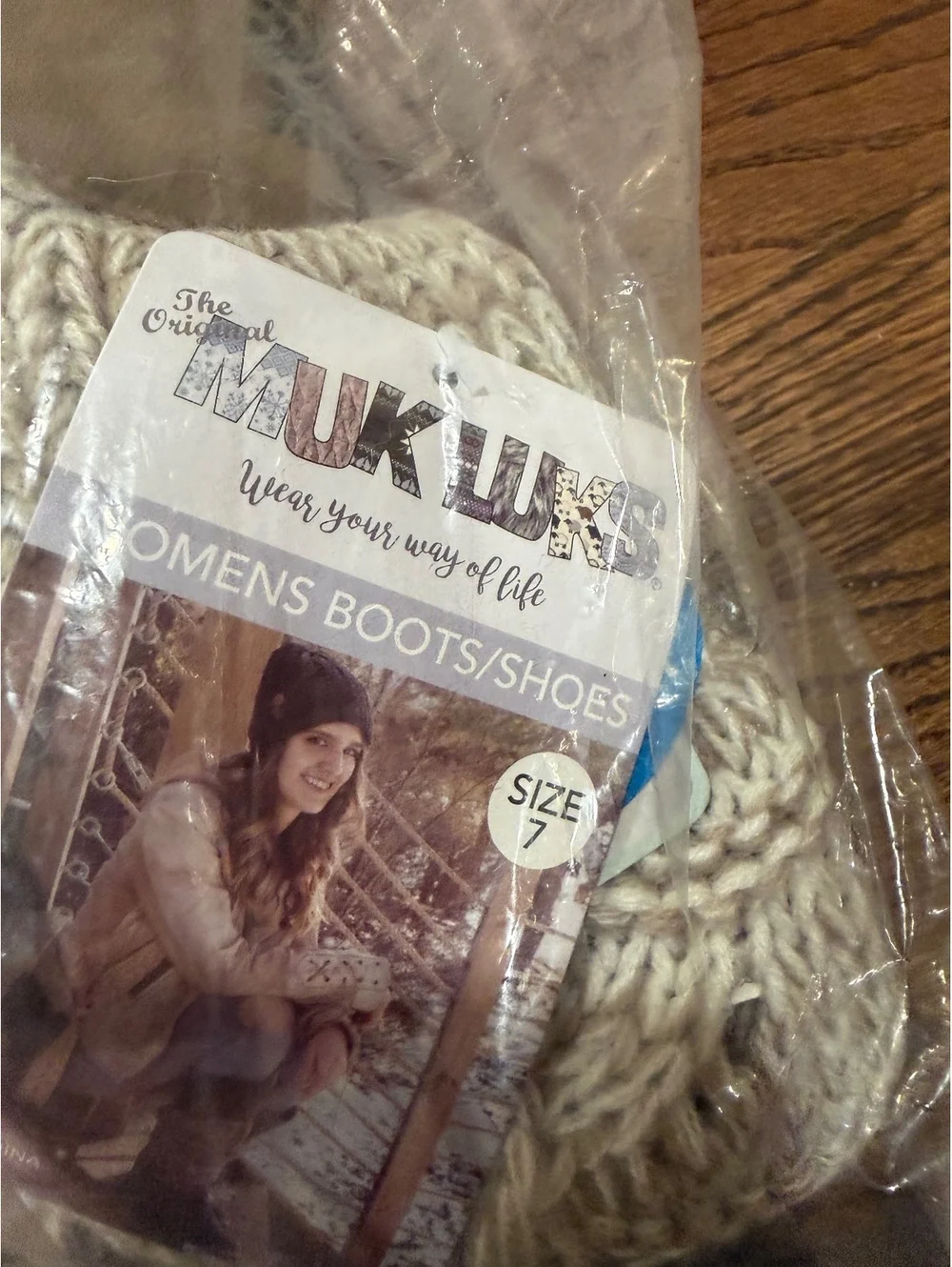 Muk Luks Women's Natural Knit Boots Size 7